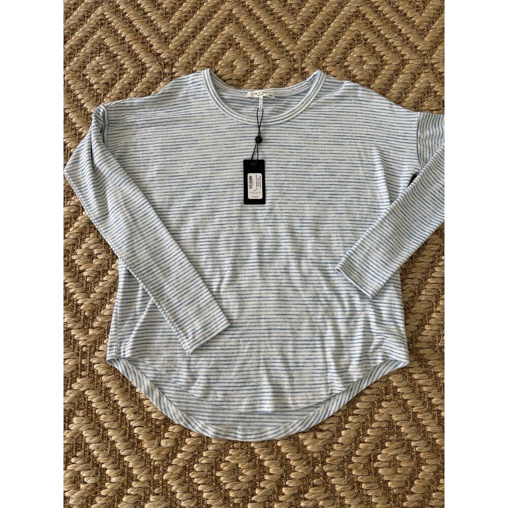 Rag & Bone The Knit Striped Long Sleeve XS Blue White NWT